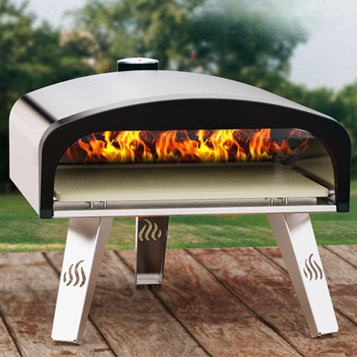 Gas pizza oven with pizza stone